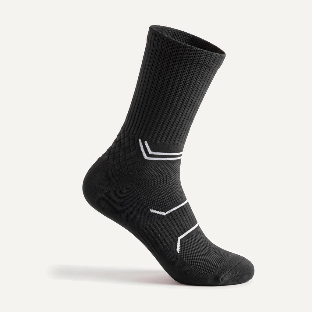 Crew Compression Socks in Black, side view