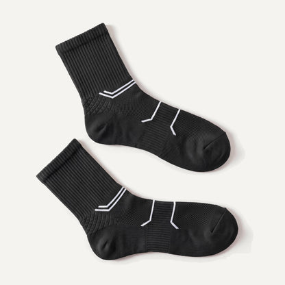 Crew Compression Socks in Black, pair laid flat