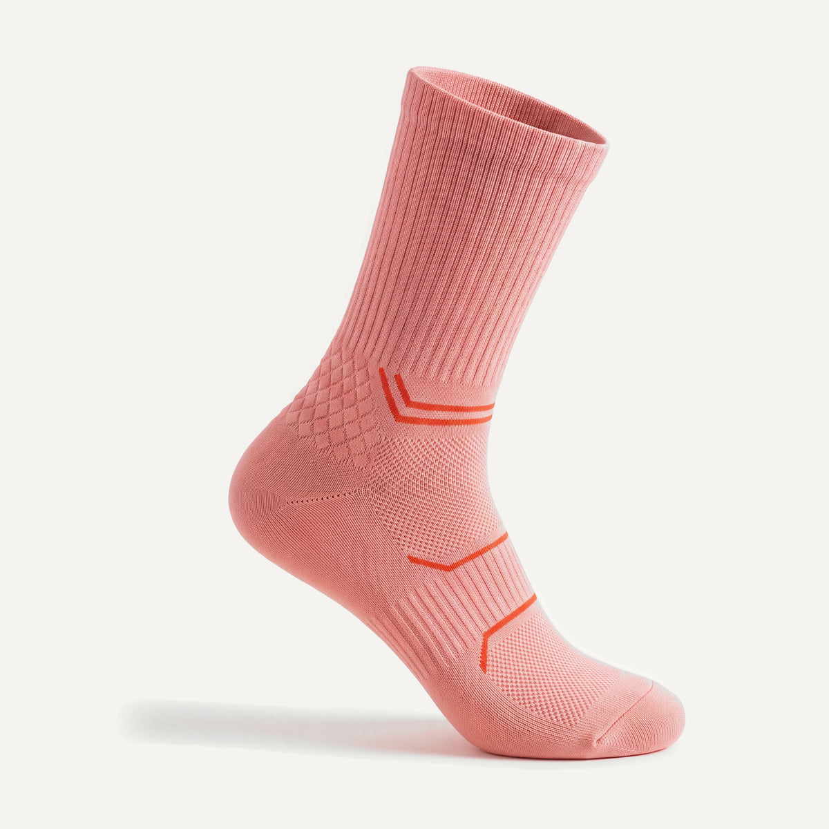 Crew Compression Socks in Coral Pink, side view