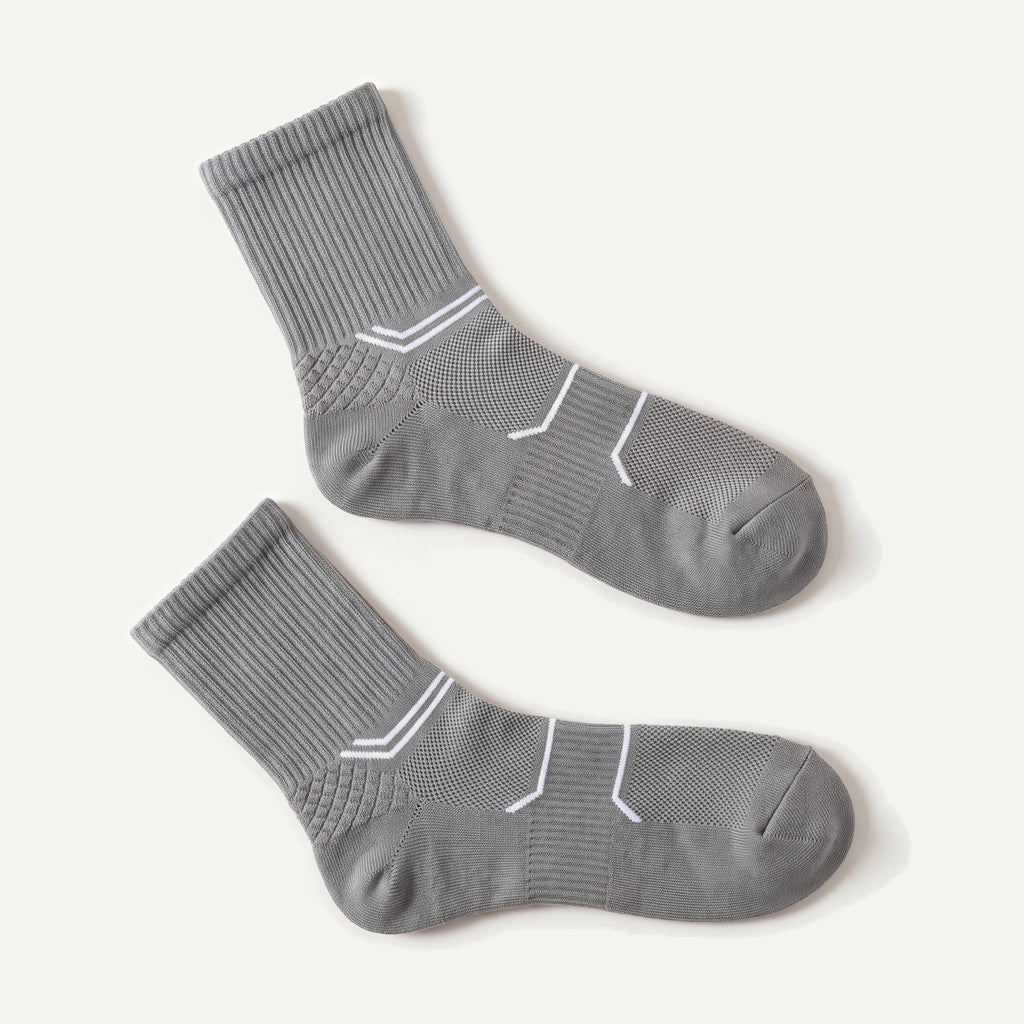 Crew Compression Socks in Grey, pair laid flat