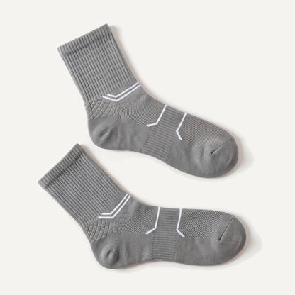 Crew Compression Socks in Grey, pair laid flat