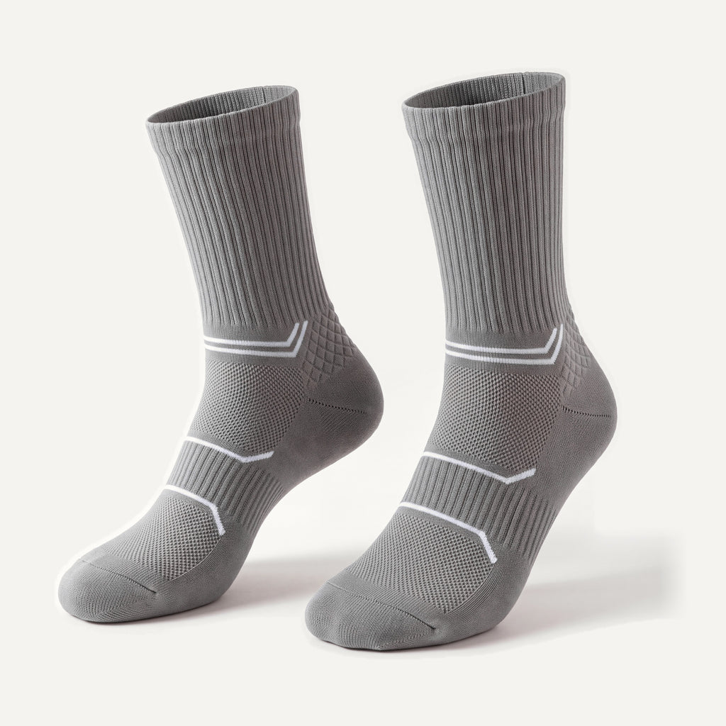 Crew Compression Socks in Grey, pair, front three-quarter view