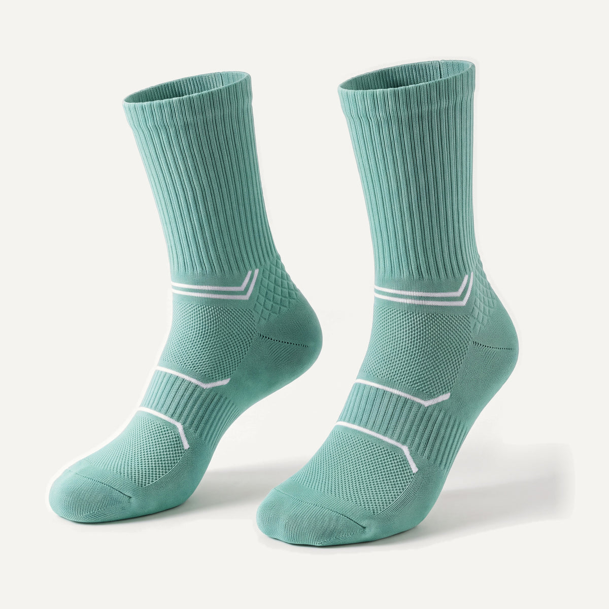 Crew Compression Socks in Mint Green, pair, front three-quarter view