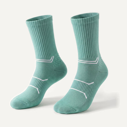 Crew Compression Socks in Mint Green, pair, front three-quarter view