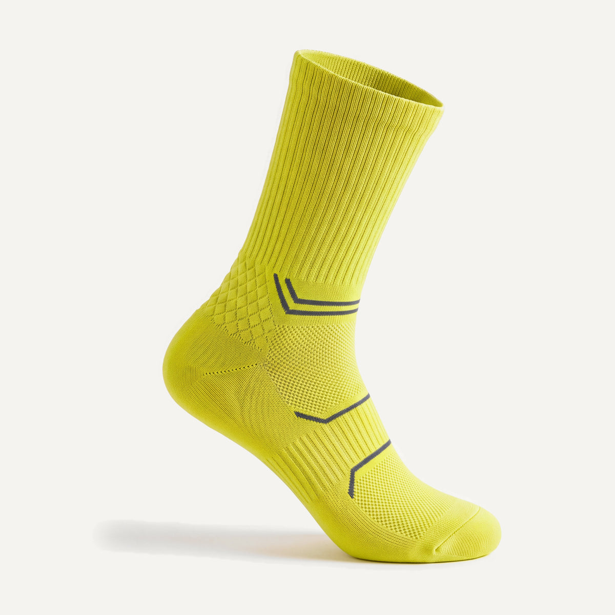 Crew Compression Socks in Neon Yellow, side view
