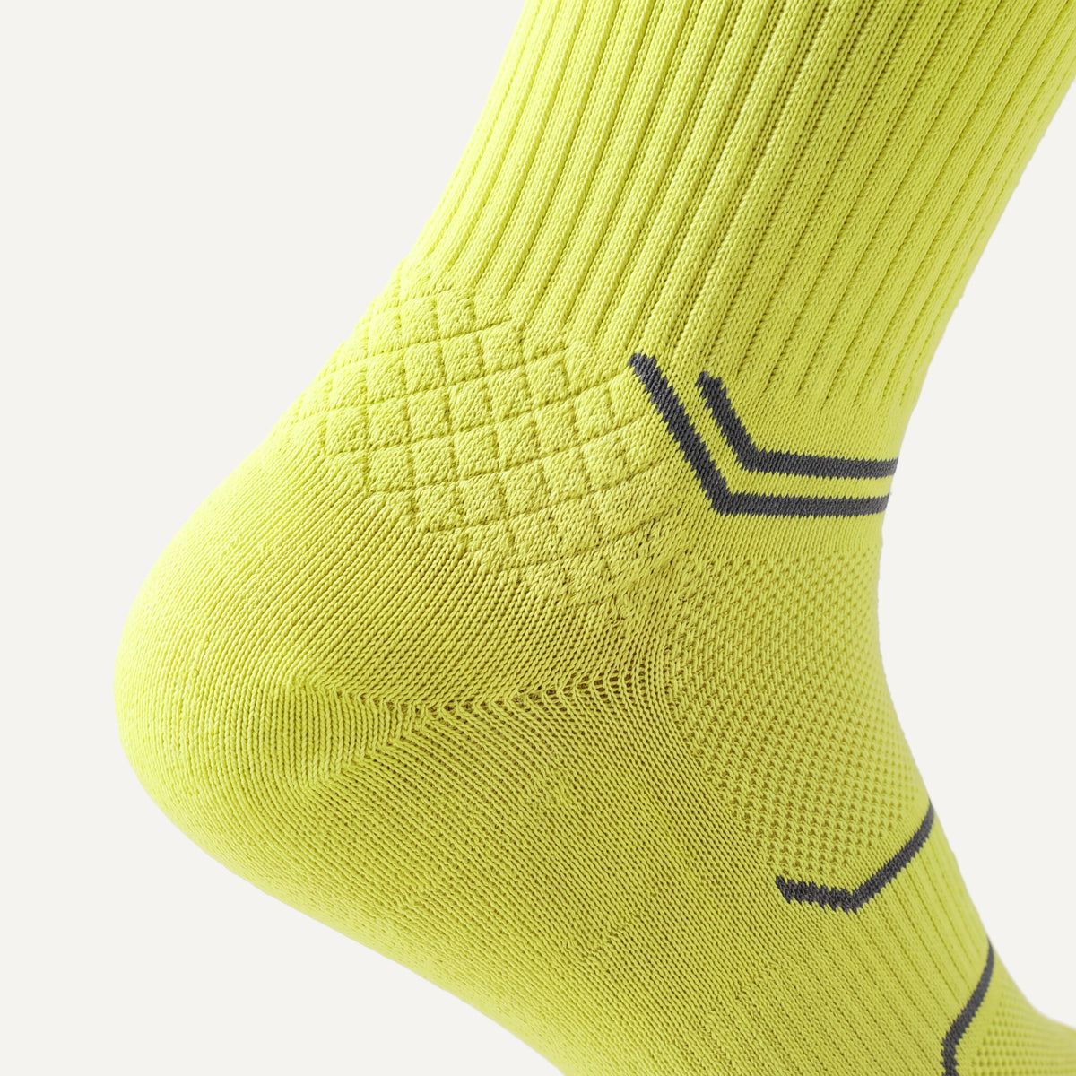 Crew Compression Socks in Neon Yellow, close-up of the knit