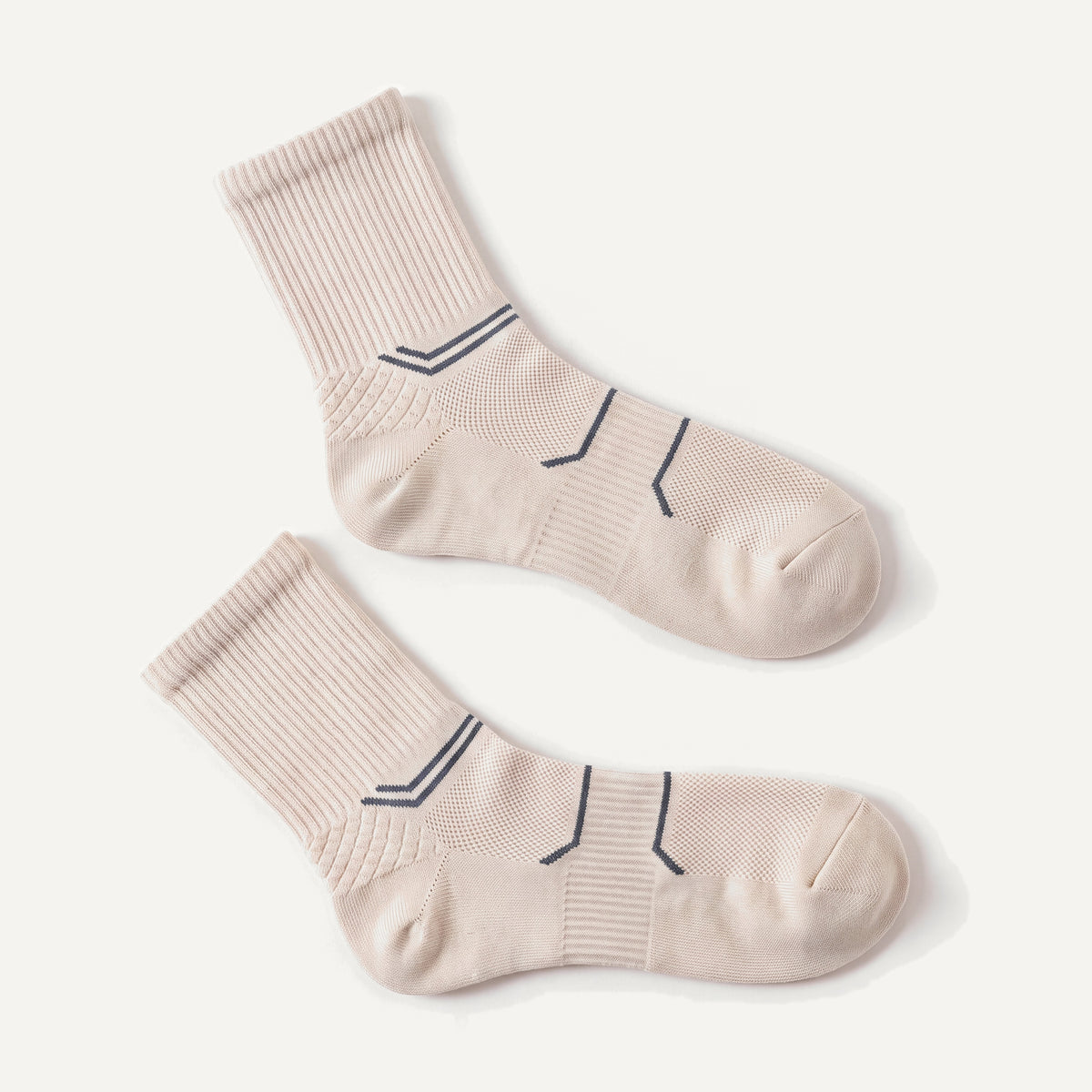 Crew Compression Socks in Off-White, pair laid flat