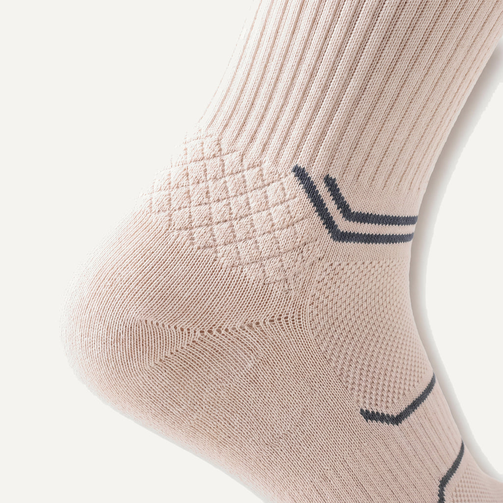 Crew Compression Socks in Off-White, close-up of the knit