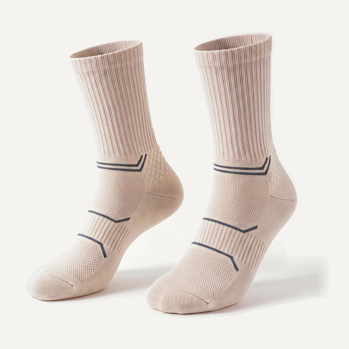 Crew Compression Socks in Off-White, pair, front three-quarter view