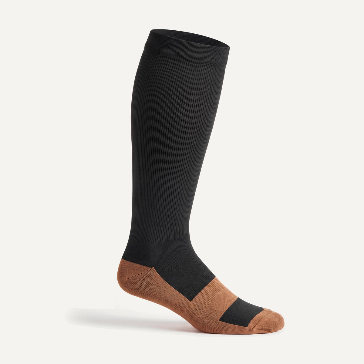 Knee-High Compression Socks in Black & Copper, side view