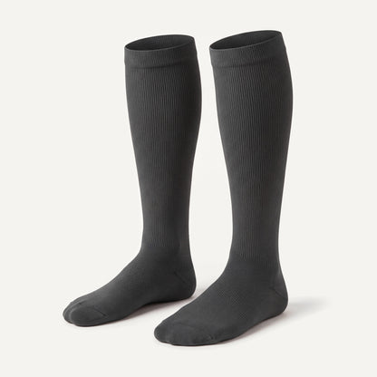Knee-High Compression Socks in Charcoal Grey, pair, front three-quarter view