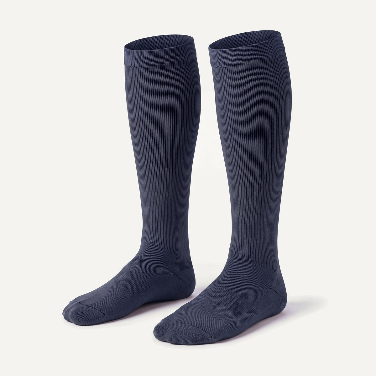 Knee-High Compression Socks in Midnight, pair, front three-quarter view