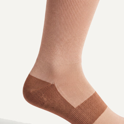 Knee-High Compression Socks in Nude & Copper, close-up of the knit