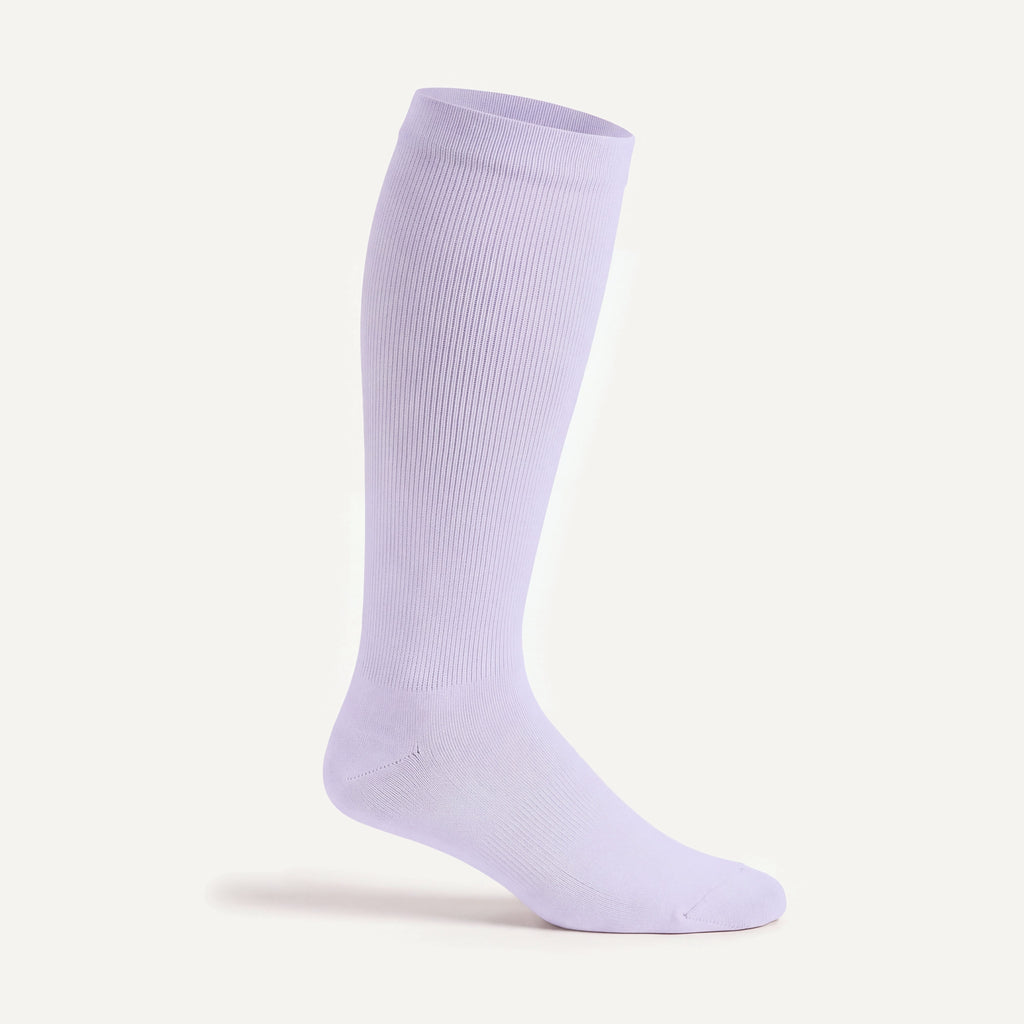 Knee-High Compression Socks in Pale Lavender, side view
