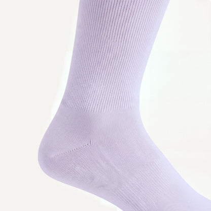 Knee-High Compression Socks in Pale Lavender, close-up of the knit