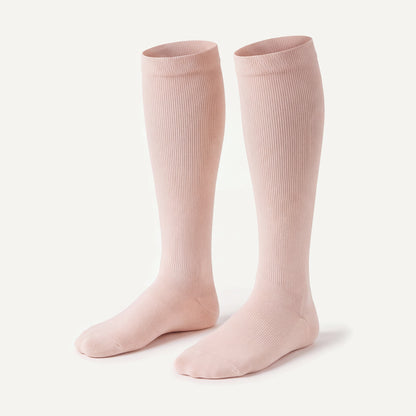 Knee-High Compression Socks in Shell, pair, front three-quarter view