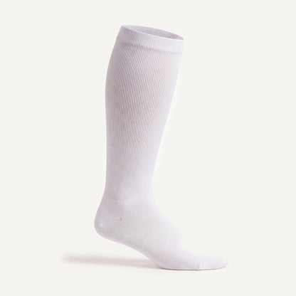Knee-High Compression Socks in White, side view