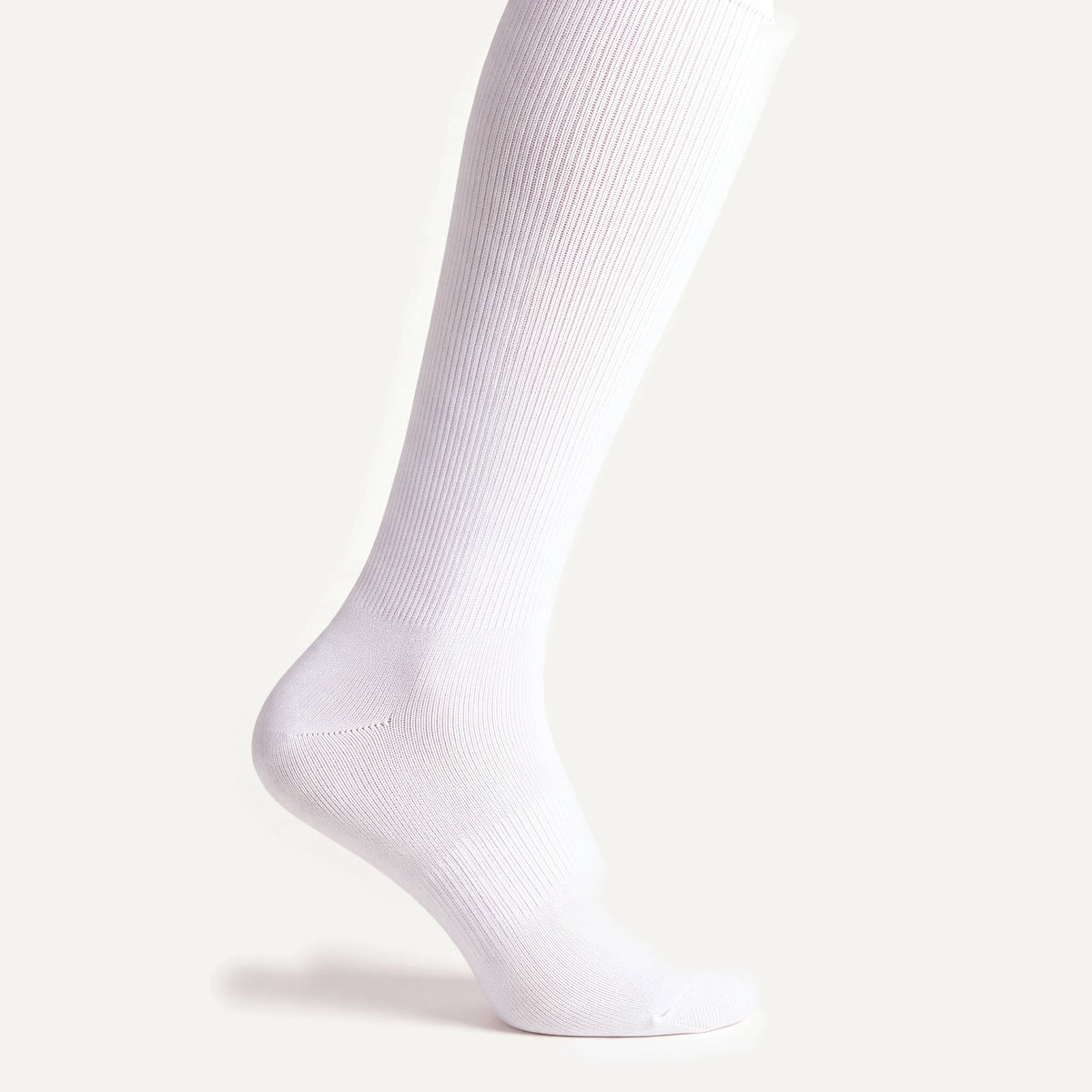 Knee-High Compression Socks in White, close-up of the knit