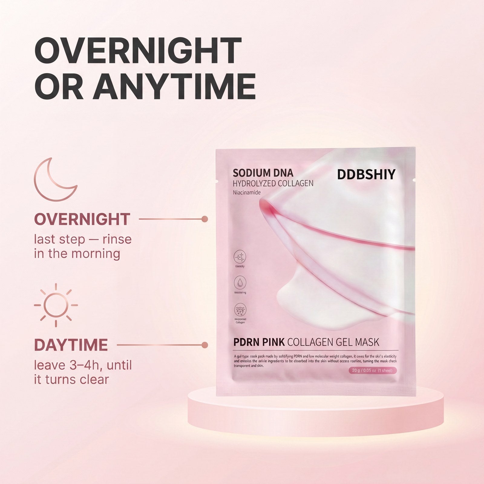 When to use PDRN collagen hydrogel mask, overnight or 3-4 hour daytime treatment
